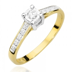 Pierścionek z Diamentami 0,13ct ze złota próby 585. W-0474